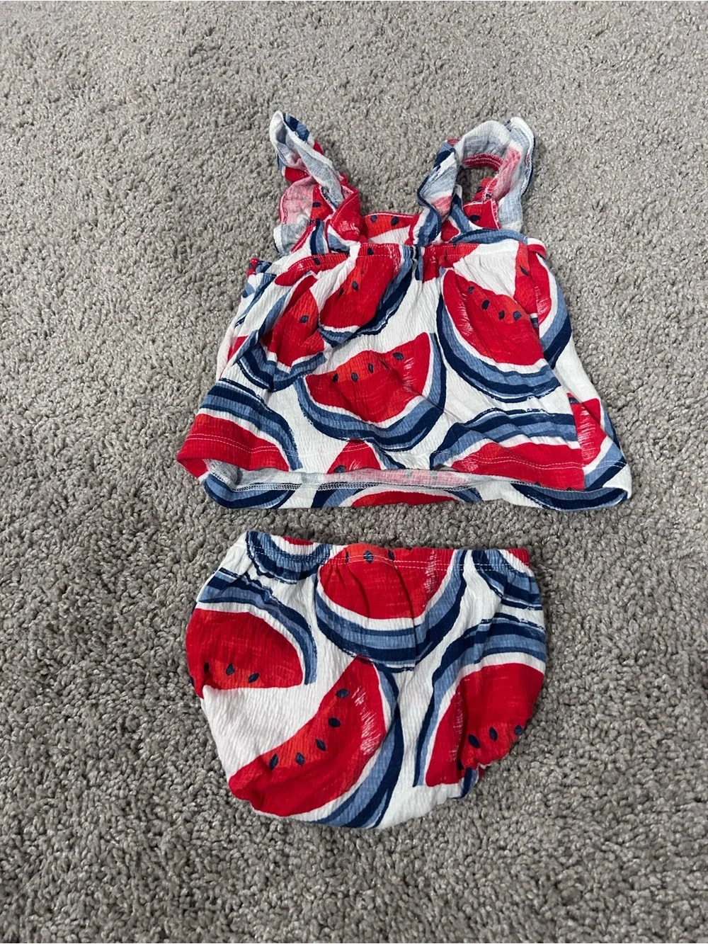 Carter's Red & Blue Watermelon Print Tank Top with Bloomers